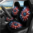 thumbnail image 2 of Uorisanigo American Flag Flower Car Seat Covers Set 14 Pcs with Cars Console Cover Seat Belt Cover Auto Headrest Cover and Steering Wheel Cover Cars Water Cup Coaster Anti-slip Fit Car SUV, 2 of 6