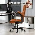 thumbnail image 4 of Executive Office Chair, Velvet Ergonomic Comfy Desk Chair, High Back Computer Chair with Adjustable Tilt Angle and Flip-up Arms (Without Footrest Brown), 4 of 15