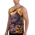thumbnail image 2 of Logiee Sunshine Cute Cat Sunflower Print Men's Workout Tank Top,Quick Dry Workout Tank Top,Gym Muscle Tee,Fitness Bodybuilding Sleeveless T Shirt-XX-Large, 2 of 7