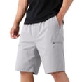 thumbnail image 3 of VV AVEORS Mens Stretch Golf Shorts With Zipper Pockets Lightweight Dress Casual Outdoor Hiking Long Bermuda Work Shorts Light Gray S, 3 of 5