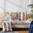 thumbnail image 5 of Boho Pillow Covers, Decorative Pillowcase, Square Embroidery Throw Pillows Cushion Set for Sofa Couch Bed Bench Living Room, Modern Plant Floral Pattern, 18 x18 inch (Sunflower), 5 of 6