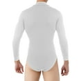 thumbnail image 2 of inhzoy Men's Mock Neck Press Button Crotch Shirt Long Sleeve Bodysuit Leotard Top Undershirt White XL, 2 of 7