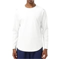 thumbnail image 3 of Men's Long Sleeve T-Shirt Nylon Spandex Quick Dry Running Top Athletic Training Shirt Moisture Wicking Workout Tee Breathable Gym Fitness Casual | Zenithor,White 2XL, 3 of 6