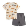 thumbnail image 4 of Odeerbi 2-8 Years Toddler Boys Summer Outfits Aircraft Print Cotton Short Sleeve T-Shirt Shorts Two-piece Set Casual Loose Elastic Waist Loungewear Toddler Boys Clothes, 4 of 7
