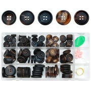 ZYNERY 133PCS Mixed Sewing Buttons, Round Resin Button 4-Hole Craft Buttons, with Storage Box Threader Thimble, Buttons for Sewing, DIY Craft and Decorations, 5 Styles 3 Sizes (Regular Models)