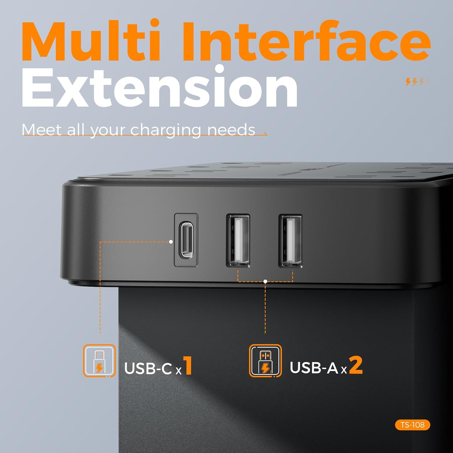 6 ft Extension Cord, 8 Outlets 3 USB Ports (1 USB C), Indoor GFCI Protected Surge Protector Multi Outlet Power Strip