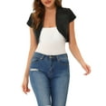 thumbnail image 1 of INSPIRE CHIC Cardigan Court en Denim Décontracté pour Femme à Manches Courtes Style Cape Veste en Jean Boléro S Noir, 1 of 6