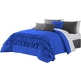 thumbnail image 2 of DNG Creations 5 Piece Three Line Ruffle Duvet Cover With Zipper Closure & Corner Ties - 800 Threads Count, 100% Egyptian Cotton ( Solid Royal Blue - Twin/Twin XL ), 2 of 4