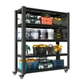 thumbnail image 2 of 78 Inches H 5 Tier Adjustable Shelving with Pegboard and Wheel Heavy Duty Storage Shelves Metal Shelving Unit Multipurpose Shelf for Warehouses Garages Offices Bedrooms Kitchens, 2 of 19