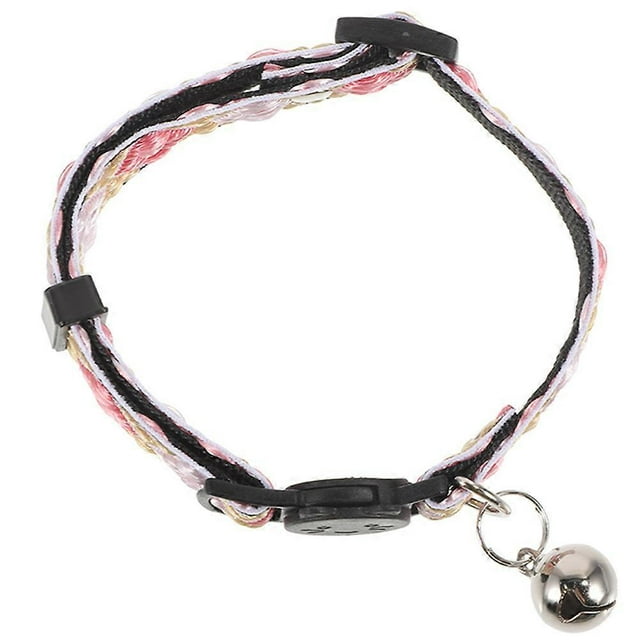 Pink Adjustable Cat Collar with Bell for Photo Shoots and Daily Life Lightweight Polyester
