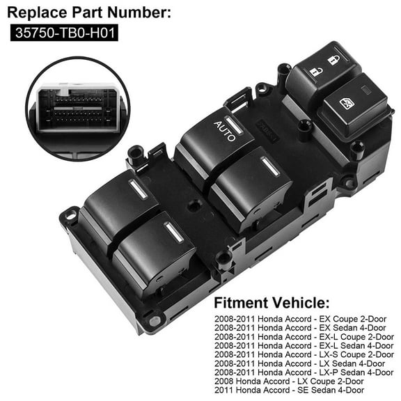 Electric Power Master Control Window Switch For 08-12 Honda Accord 35750-TB0-H01