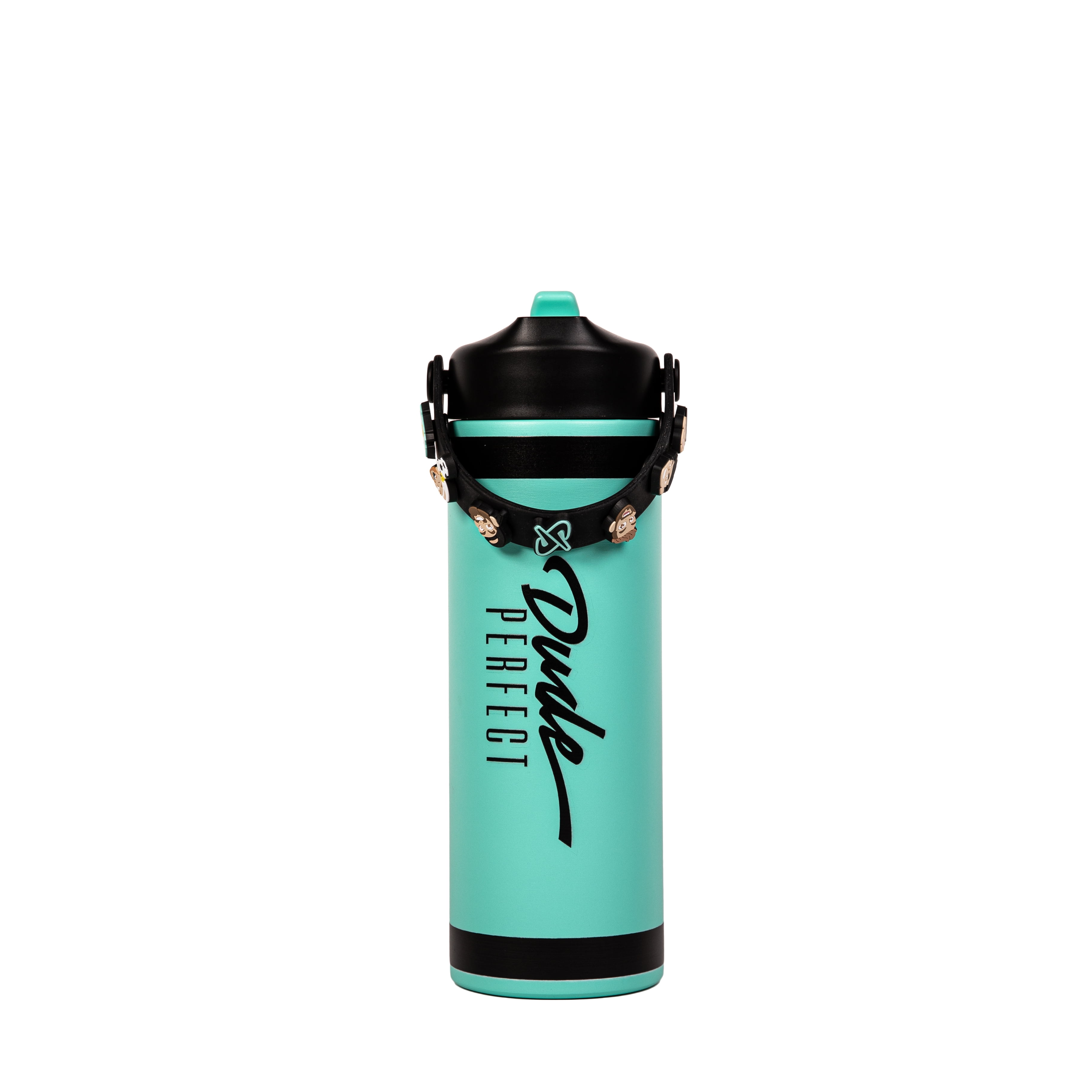 Dude Perfect Water Bottle, Silicone Handle, Double Wall Insulation and Leak-Proof Lid, 24 oz Capacity, Teal