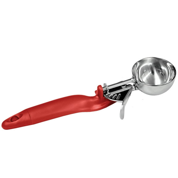 Excellante 1.33 oz lever disher, red ergo handle, comes in each
