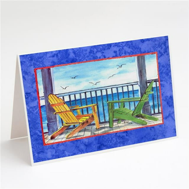 Adirondack Chairs Blue Greeting Cards & Envelopes - Pack of 8