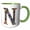 Green/White, variant on 3drose, Pretty Image of Stained Glass Monogram Letter N, 11oz Two-tone Yellow Mug