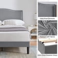 thumbnail image 3 of VECELO Full Bed Frame, Nailhead Trim Upholstered Platform Bed with Adjustable Headboard, Wooden Slats Support/No Box Spring Needed, Dark Gray, 3 of 9