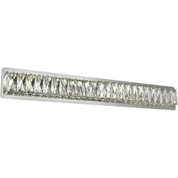 Maklaine Contemporary 32" Royal Cut Crystal Vanity Light in Chrome