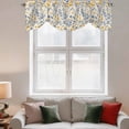 thumbnail image 3 of Tie Up Valances for Windows, Garden Flora Illustrations Adjustable Valance Curtains Window Treatment for Living Room/Bedroom, Blue Yellow Flowers Rod Pocket Kitchen Curtains & Drapes 54x18 Inch, 3 of 9