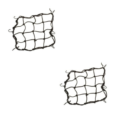 Raindrops 2pcs 28*28cm Luggage Cargo Bungee Net Bag 6 Hooks Bike Motorcycle Helmet Mesh Storage Carrier Bag (Black)