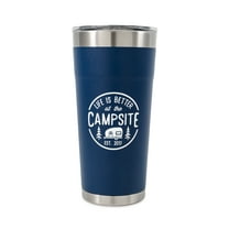 Camco Life is Better at The Campsite Camper/RV Painted Tumbler | Kitchen Grade Stainless Steel, Navy, 20 oz (53323)