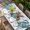 Blue Beige, variant on Coastal Turtle Table Cloths for 4 Foot Rectangle Tables, Nautical Starfish Coral Jellyfish Stripes Patio Waterproof Elastic Fitted Tablecloths, Washable Rectangular Table Cover for Camping