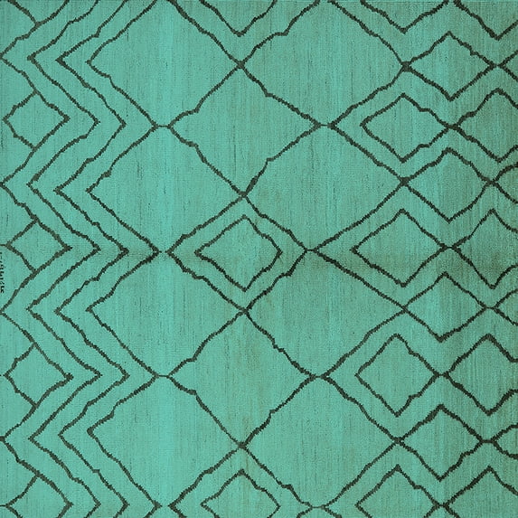 Ahgly Company Indoor Square Solid Turquoise Blue Modern Area Rugs, 8' Square