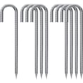 thumbnail image 3 of Estacas de refuerzo Gancho U/J Extra resistente, 【12 pulgadas de largo suficiente】 Estacas de acero recubiertas a prueba de óxido de 1/4 pulgadas Anclajes de tierra, estaca de jardín (gancho, 3 of 5