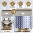 thumbnail image 5 of Retro Rhombus Window Privacy Film, Morocco Abstract Geometric Art Navy Blue Static Cling UV Sun Blocking Heat Control Window Tint Day and Night, Non-Adhesive One Way Privacy Cover 19.6''x39.3'', 5 of 7