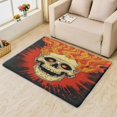 thumbnail image 2 of Skull Rug & Home Decor - Flame Skeleton Rugs for Living Room Bedroom, Washable Rugs, 5x7 Rug, Non Slip Soft Low Pile Large Indoor Area Rug, Horror Cool Carpet & Room Decorations Y-&78, 2 of 7
