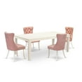 thumbnail image 3 of East West Furniture LGDA5-LWH-23 5 Piece Dining Room Set Contains a Rectangle Kitchen Table with Butterfly Leaf and 4 Upholstered Parson Chairs, 42x84 Inch, linen white, 3 of 6