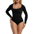 thumbnail image 2 of Viluyesy Womens Long Sleeve Shapewear, Seamless Tight Fit Scoop Neck Tummy Control Yogo Butt Bodysuit Black 2XL, 2 of 6