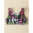thumbnail image 4 of hirigin Kid Girls Swimsuit, Sleeveless Off Shoulder Letters Print Crop Vest Tops Summer Beach Swimwear, 4 of 9