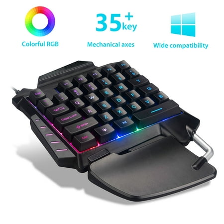 TSV One-Handed RGB Gaming Keyboard Half Keyboard Gaming Keypad Small Gaming Keyboard for PUBG/Fps Games/LOL/APEX/CSGO/Rainbow
