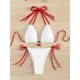 thumbnail image 2 of Conjunto traje baño sólido para mujer, 2 piezas, sexy, fruncido, con hebilla, sin tirantes, bandeau y tanga, 2 of 5