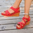 thumbnail image 3 of Sandales à Plateforme pour Femmes à Bout Ouvert avec Bride Ajustable, Slingback, Sandale Compensée, Semelle Intérieure Coussinée Confortable, Chaussures de Marche, Rouge, Taille 6, 3 of 8