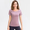 thumbnail image 2 of TFixol Camiseta deportiva para mujer, cuello redondo, manga corta, elástica, transpirable, absorbe la humedad, 2 of 8