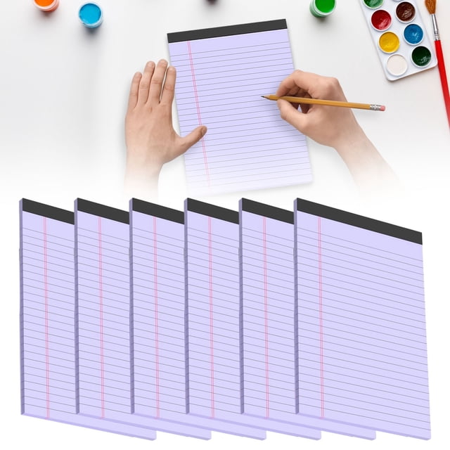 6-Pack Writing Pads A5 Tear-Off Notepad Paper For Office Desk Classroom Purple