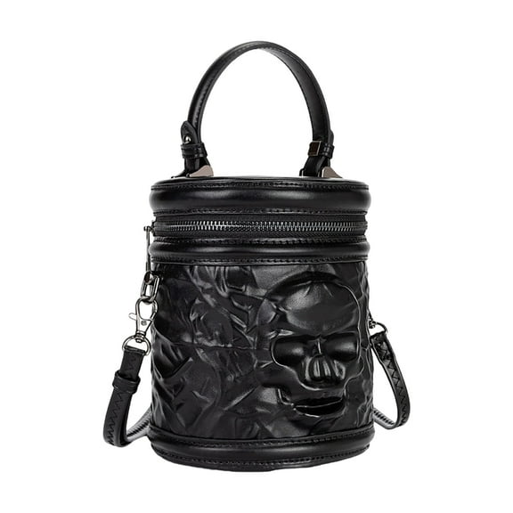 Women Shoulder Bag Trendy Handbag Retro Cylinder Bag Gothic Messenger Bag Skull Head Crossbody Bag for Daily