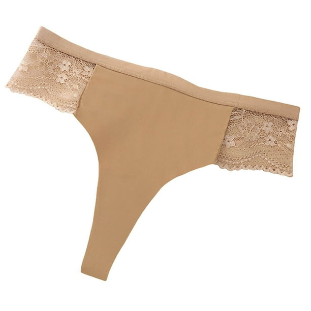 Braguitas de encaje para mujer: sin costuras, de seda helada, entrepierna de algodón, cintura baja, diseño sin marcas (tallas S-XL)