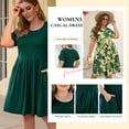 thumbnail image 3 of POSESHE Women's Plus Size Summer Dress, Short Sleeve Round-Neck Short Party Dress with Pockets, 3 of 5