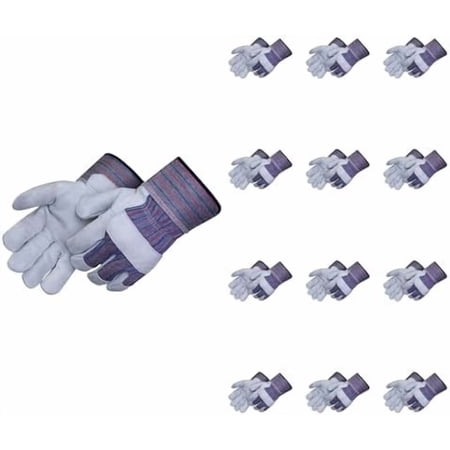 Leather Palm Work Gloves | Reinforced Knuckle & Durable Cotton | Heavy Duty Leather Work Gloves For Men | Outdoor Handwear For Men | Men's Palm guard | 12 Pair - M$$Tools & Hardware Other