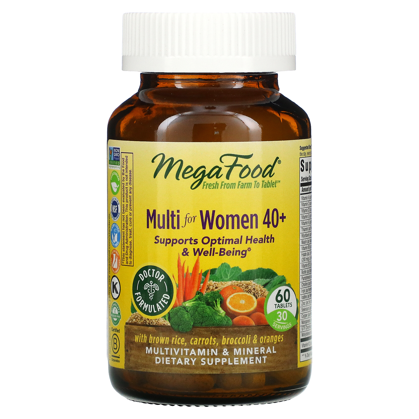 MegaFood Multi for Women 40+, 60 Tablets - Walmart.com - Walmart.com