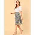 thumbnail image 4 of Unique Bargains Jupe Midi à Volants Superposés à Imprimé Floral pour Femme, Bleu Foncé, m, 4 of 6