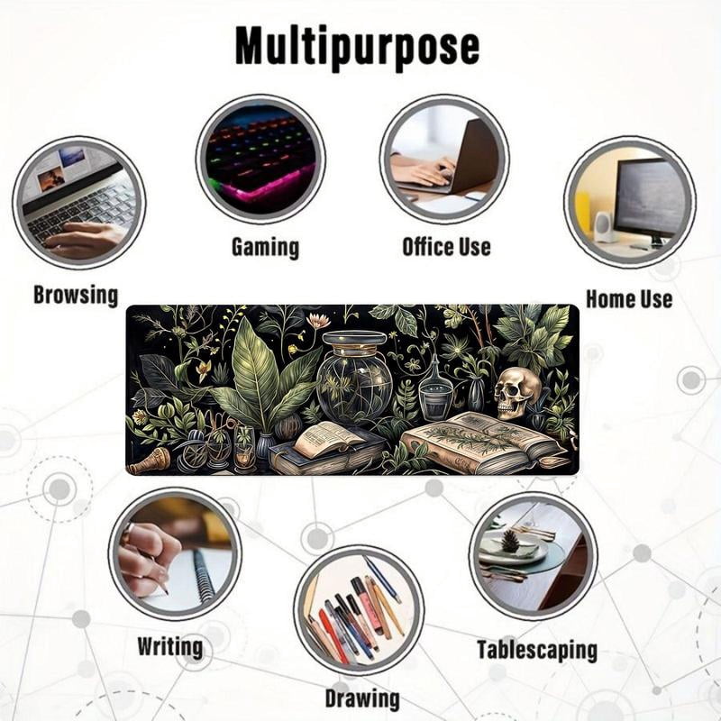 HELLOYOUNG Gaming Mouse Pad, Large Mouse Pad with Dark Academia Style Pattern, Non-Slip Rubber Base, Desk Pad for Gaming and Office Use, Computer Mouse Mat