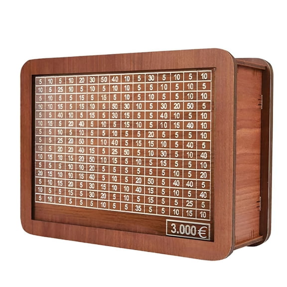 BESTSKY Money Saving Box,Cash Vault Wooden Savings Box 3000 Dollar,Cash Saver Box Money Save Box with Money and Numbers