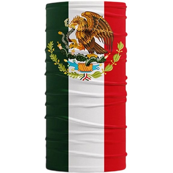 Funio Mexican Flag Print Seamless Neck Gaiter Polyester Bandana for Outdoor Cycling Running Style 3 25x50cm