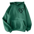 thumbnail image 2 of Dyfzdhu Oversized Hoodies for Women Casual Heart Print Long Sleeve Sweatshirt Autumn Pullover Hooded Workout Top, Green XL, 2 of 4
