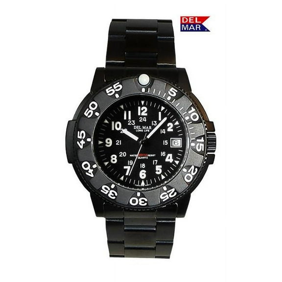 Del Mar Watches 50516 Men's Sand Key Dive 200 M Black Face, Black Metal Bracelet 6