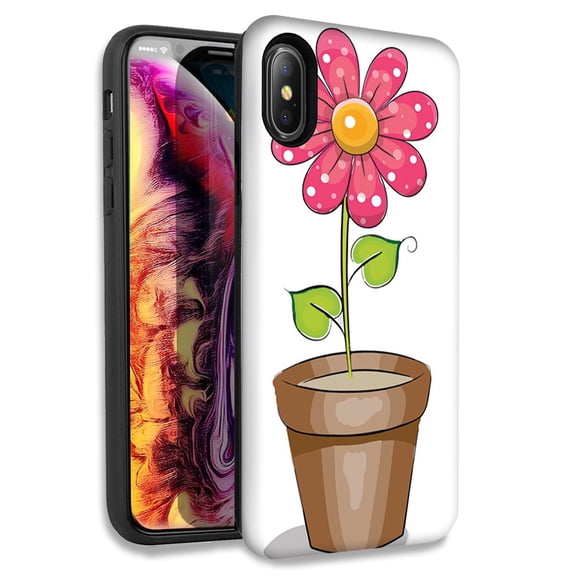 Mundaze Pink Daisy Double Layer Hybrid Case Cover For Apple iPhone X XS