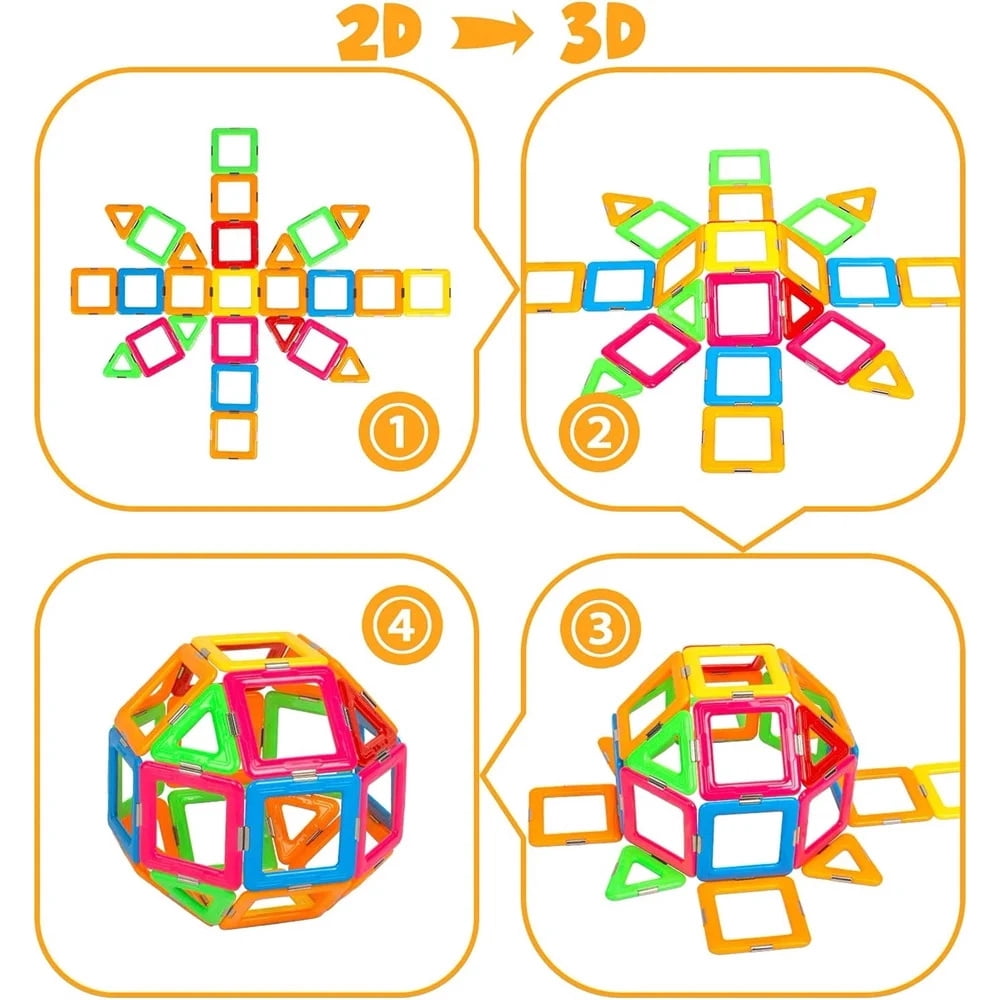 NOGIS Magnetic Blocks Tough Building Tiles Toys for 3+ Year Old Learning by Playing Games for Toddlers Toys Compatible with Major Brands Building Blocks (100 Pcs )